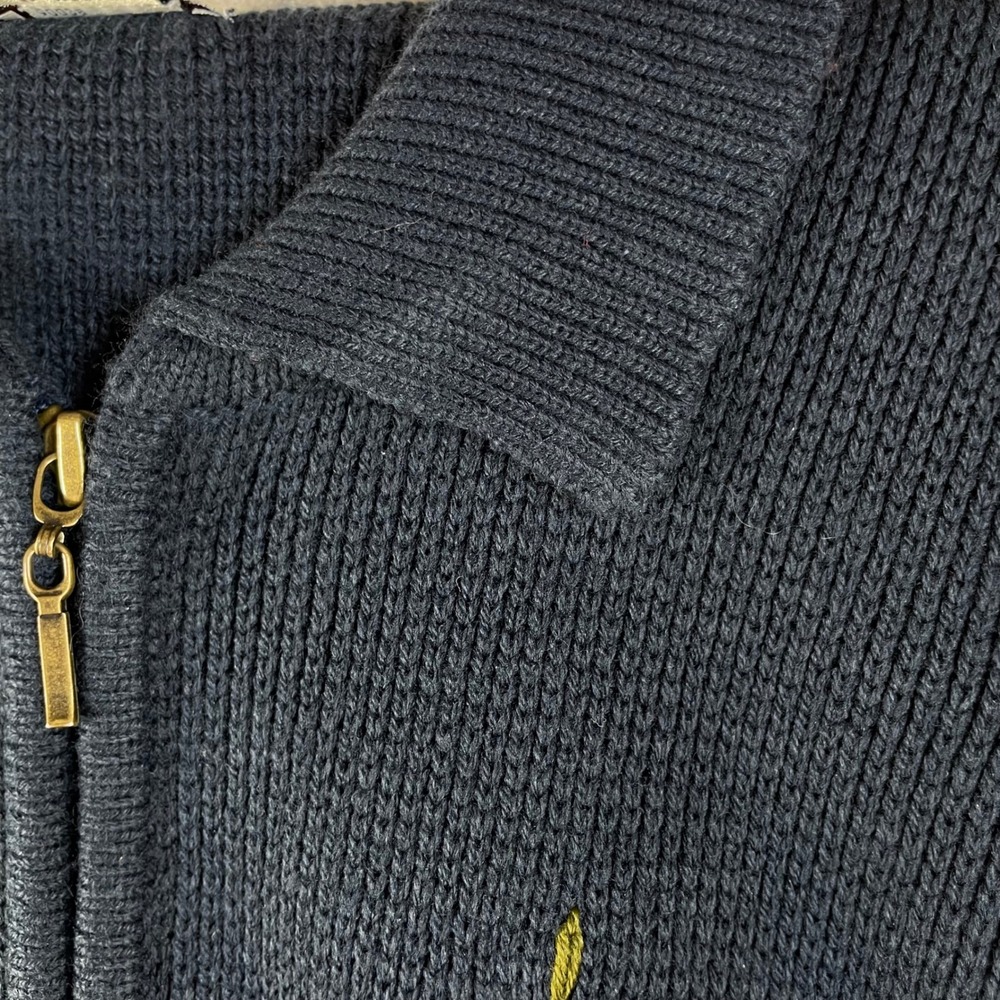 classic elements vtg zip cardigan sweater XL navy blue acorns leaves grannycore - Picture 6 of 9